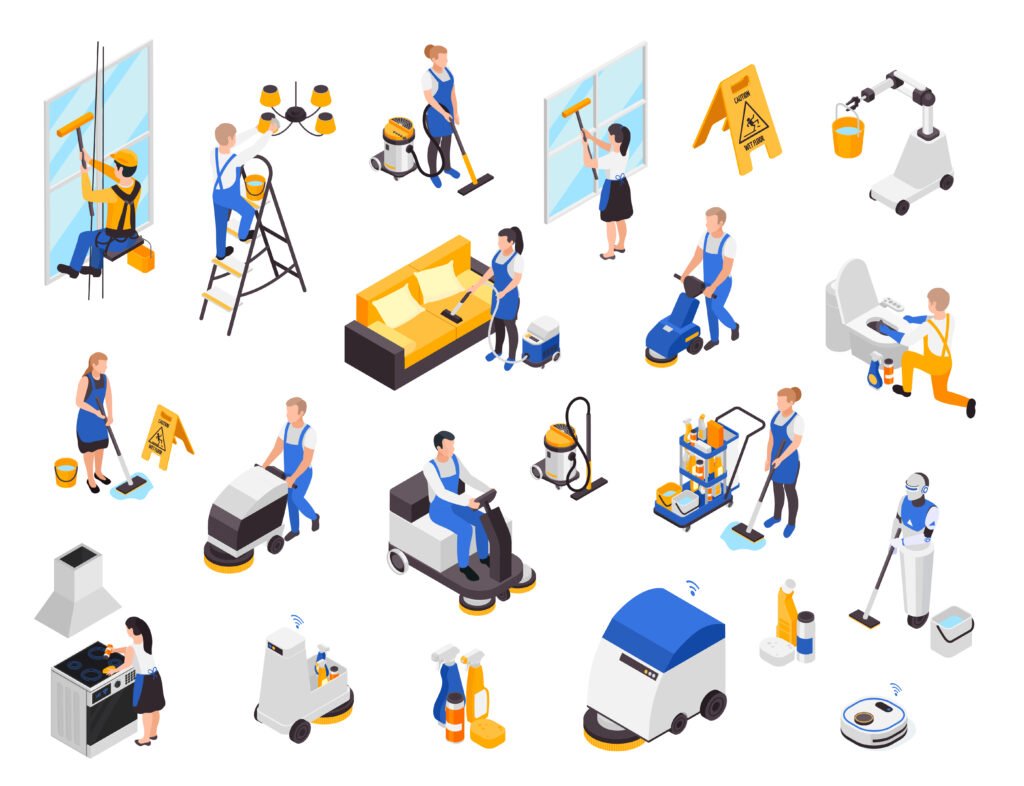isometric cleaning service set